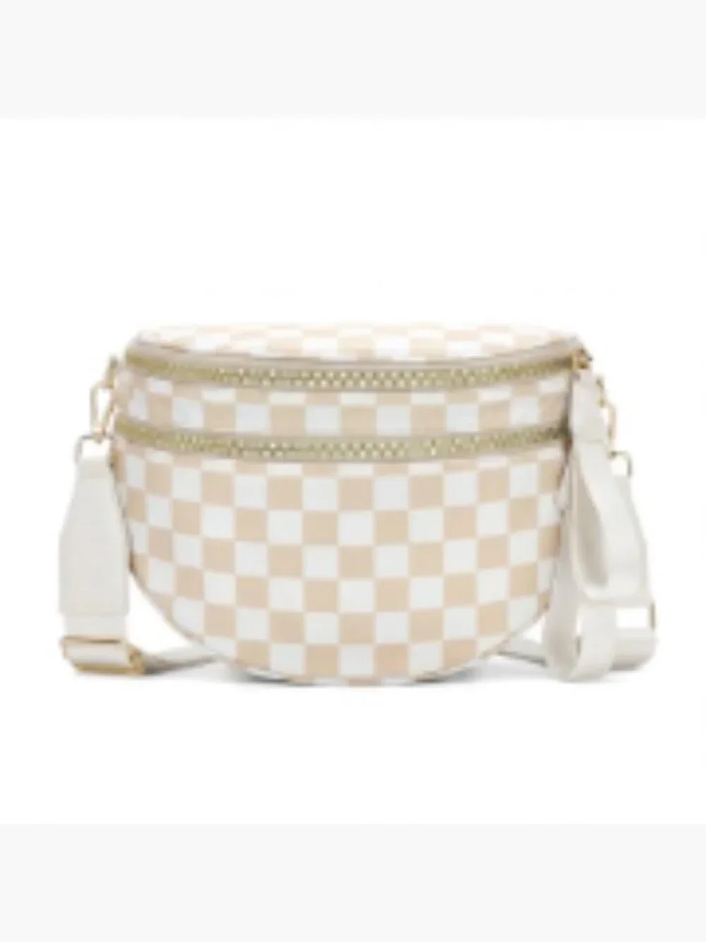 Checkered Crossbody Bag Nylon Bum Bag with Adjustable Strap